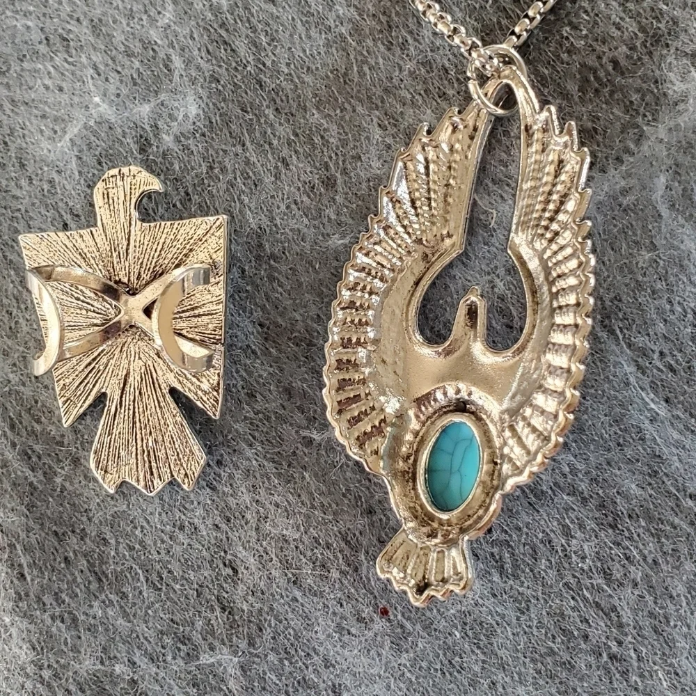 Eagle Turquoise Necklace Stainless Steel Western Style